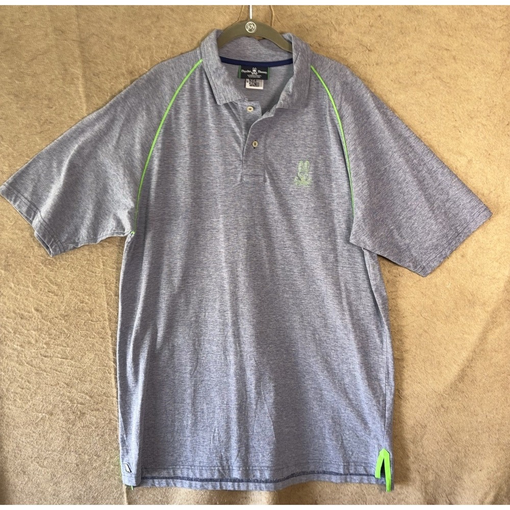 Psycho Bunny Polo Shirt Mens 2XL (8) Blue Pique Embroidered Bunny‎ Skull Logo